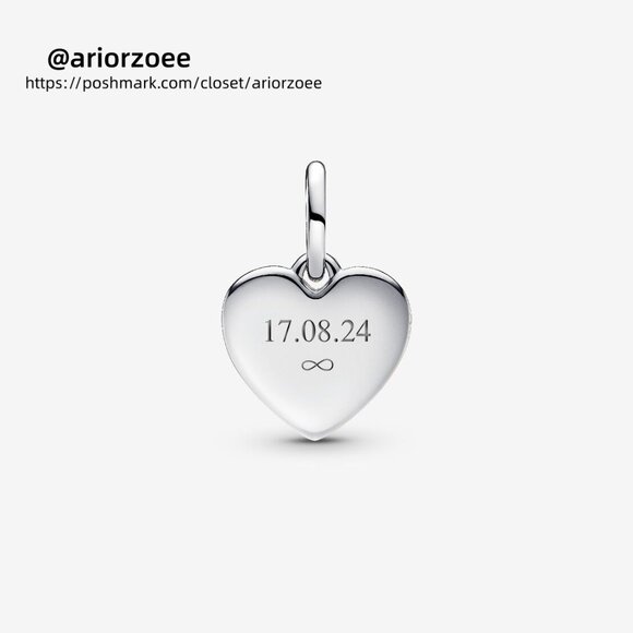 Pandora Engravable Love Heart Dangle Charm - Picture 2 of 7